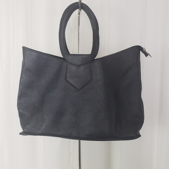 Tiffany & Fred Paris black pebbled leather brown suede handbag - Picture 5 of 10